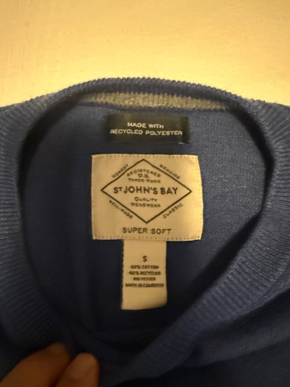 St. John's Bay Men's Royal Blue Crewneck Sweater - Picture 2 of 4